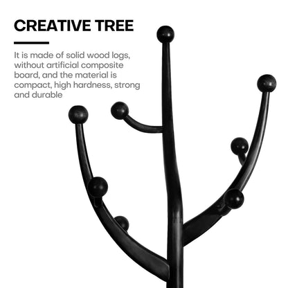 Porte-manteau sur pied en bois de caoutchouc en forme de branche d'arbre avec 8 crochets - 62,2 cm (l) x 179,5 cm (h)