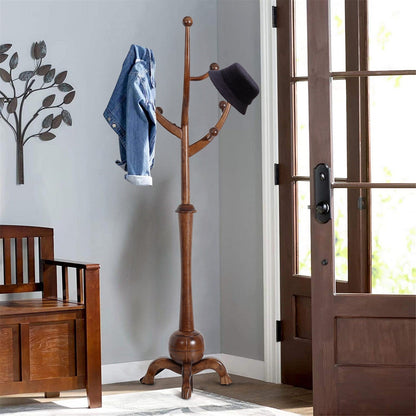 Porte-manteau sur pied en bois de caoutchouc en forme de branche d'arbre avec 8 crochets - 62,2 cm (l) x 179,5 cm (h)
