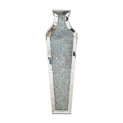 Grand vase de sol en verre concassé et décoré de diamants