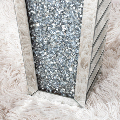 Grand vase de sol en verre concassé et décoré de diamants