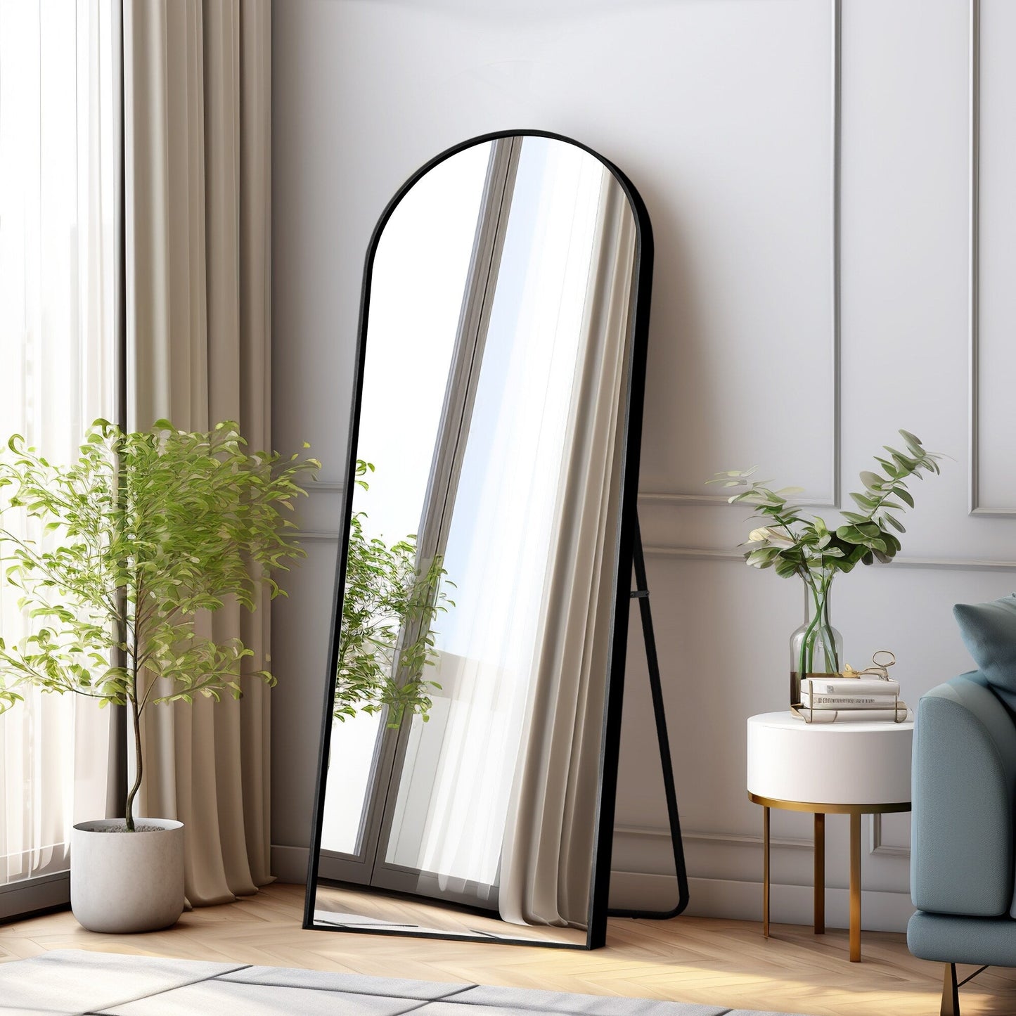 Dovelina Miroir mural à poser, miroir de corps entier, miroir de sol avec arche