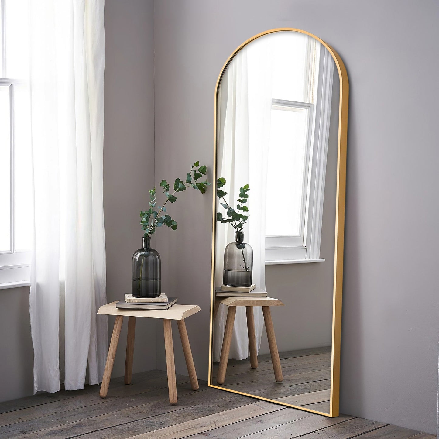 Dovelina Miroir mural à poser, miroir de corps entier, miroir de sol avec arche