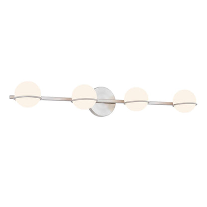 Justice Design Group EVOLV Fusion Centric Barre lumineuse de salle de bain à 4 lumières avec abat-jour en verre opale