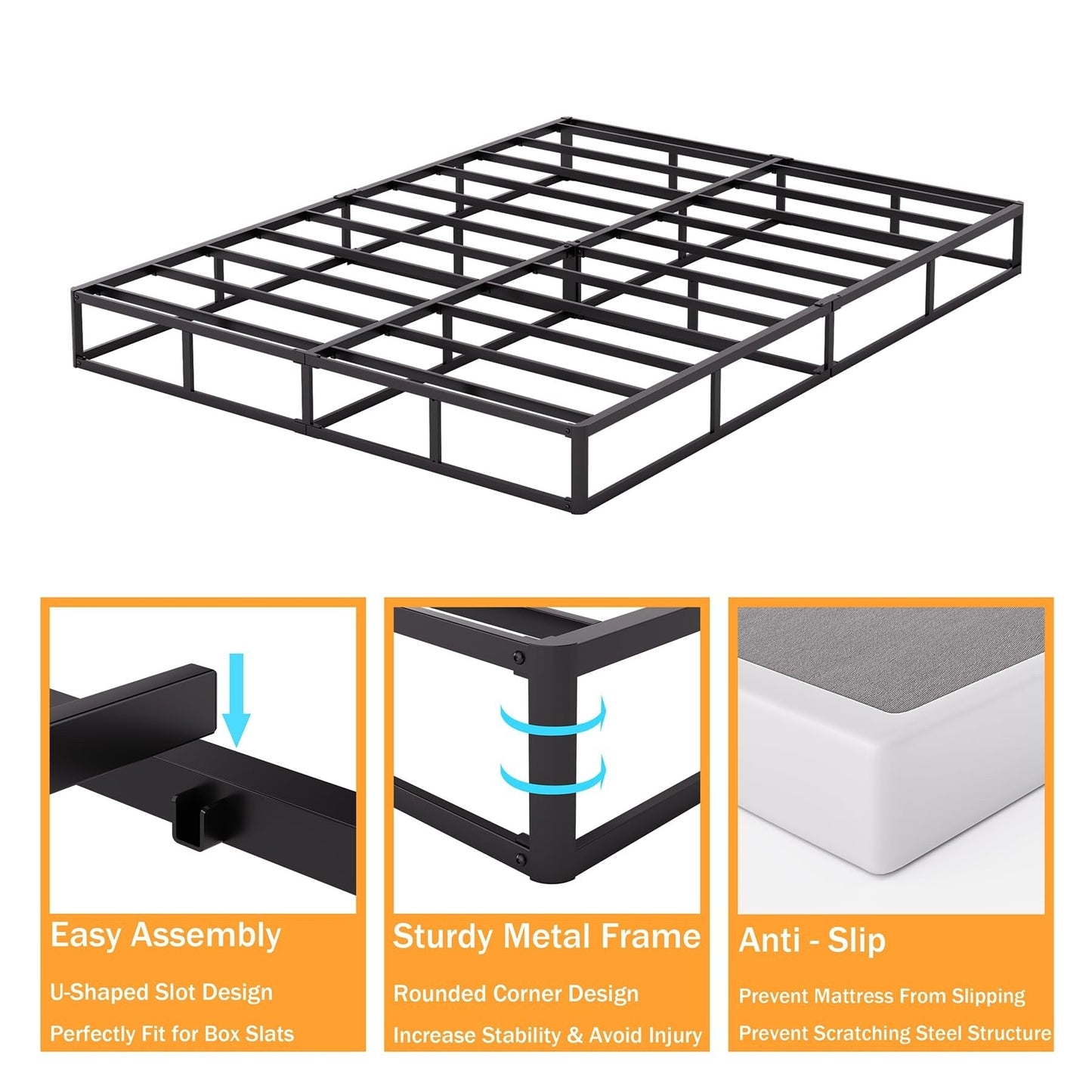 Ressort métallique à faible encombrement de 5 pouces, structure robuste avec revêtement gris.