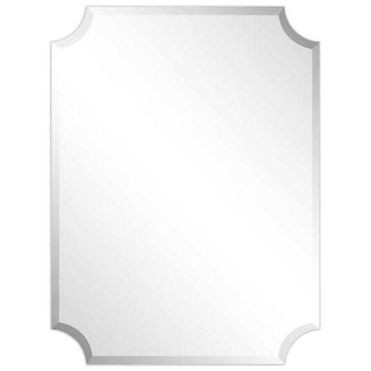 Miroir mural rectangulaire sans cadre, à bords évasés et biseautés, pour salle de bain, meuble-lavabo, chambre à coucher, avec un biseau sur le bord - Transparent