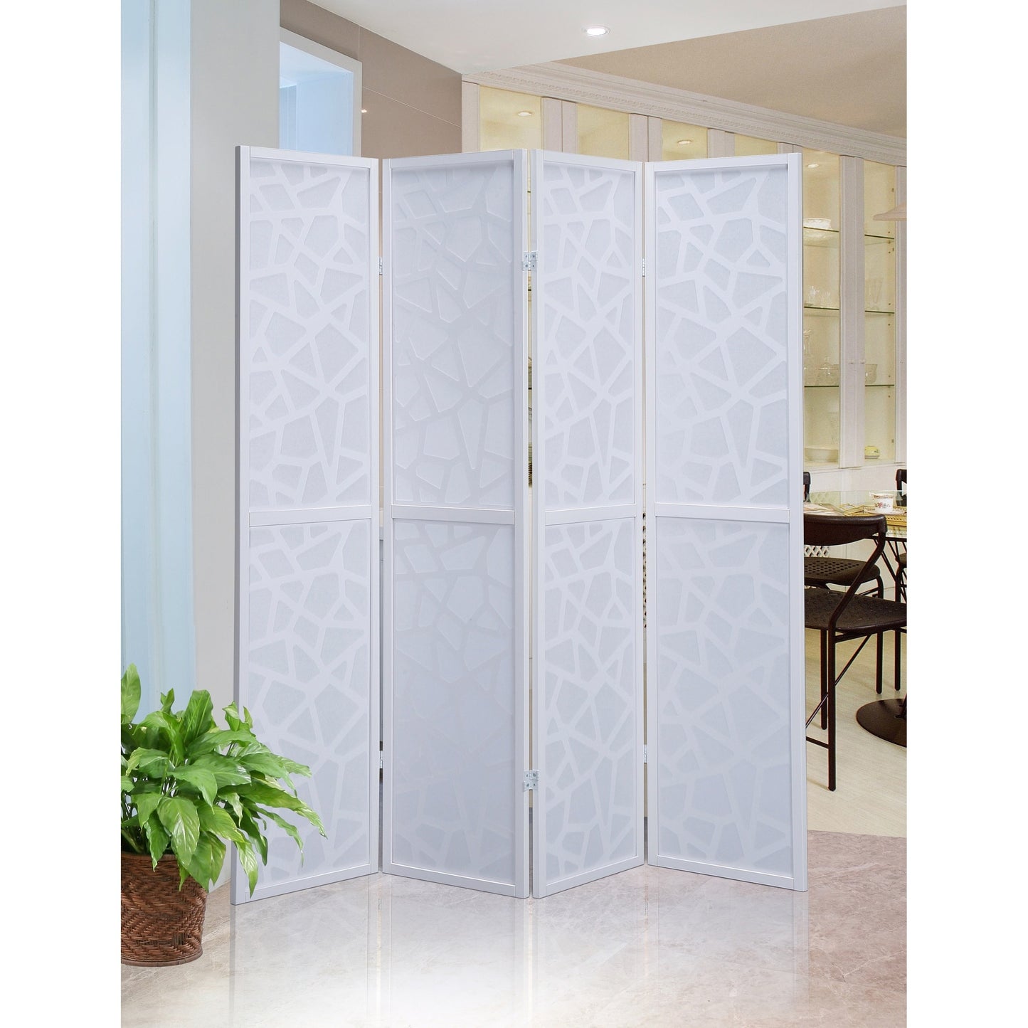 Paravent de séparation de pièce Roundhill Furniture Giyano à 4 panneaux