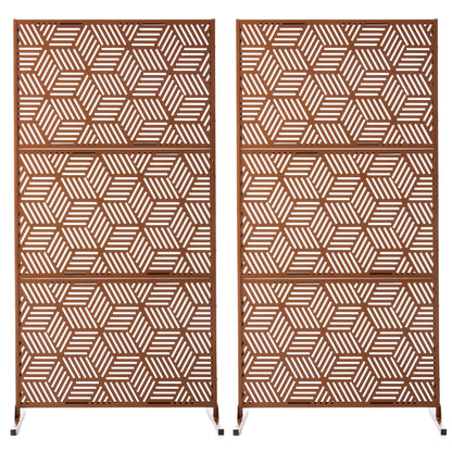 Glitzhome Écran de séparation de pièce, pare-brise à 3 panneaux, motif floral galvanisé, 1,8 m (6 pieds)