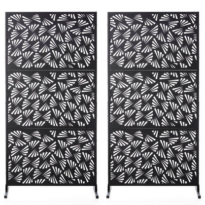 Glitzhome Écran de séparation de pièce, pare-brise à 3 panneaux, motif floral galvanisé, 1,8 m (6 pieds)
