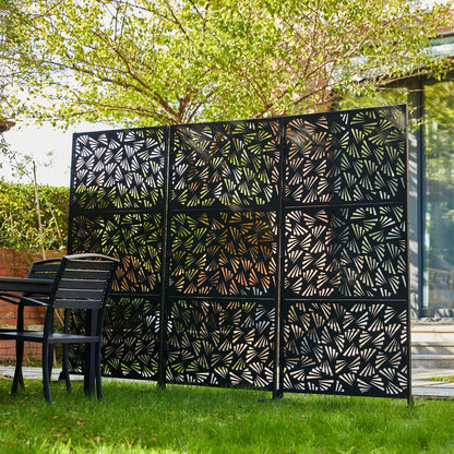 Glitzhome Écran de séparation de pièce, pare-brise à 3 panneaux, motif floral galvanisé, 1,8 m (6 pieds)