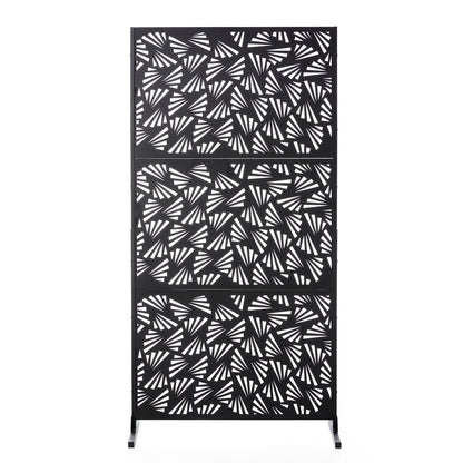 Glitzhome Écran de séparation de pièce, pare-brise à 3 panneaux, motif floral galvanisé, 1,8 m (6 pieds)