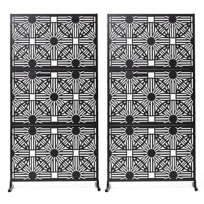 Glitzhome Écran de séparation de pièce, pare-brise à 3 panneaux, motif floral galvanisé, 1,8 m (6 pieds)