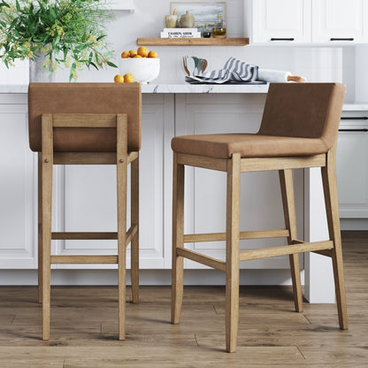 Tabouret de bar moderne Gracie, chaise rembourrée en bouclé et pieds en bois brossé