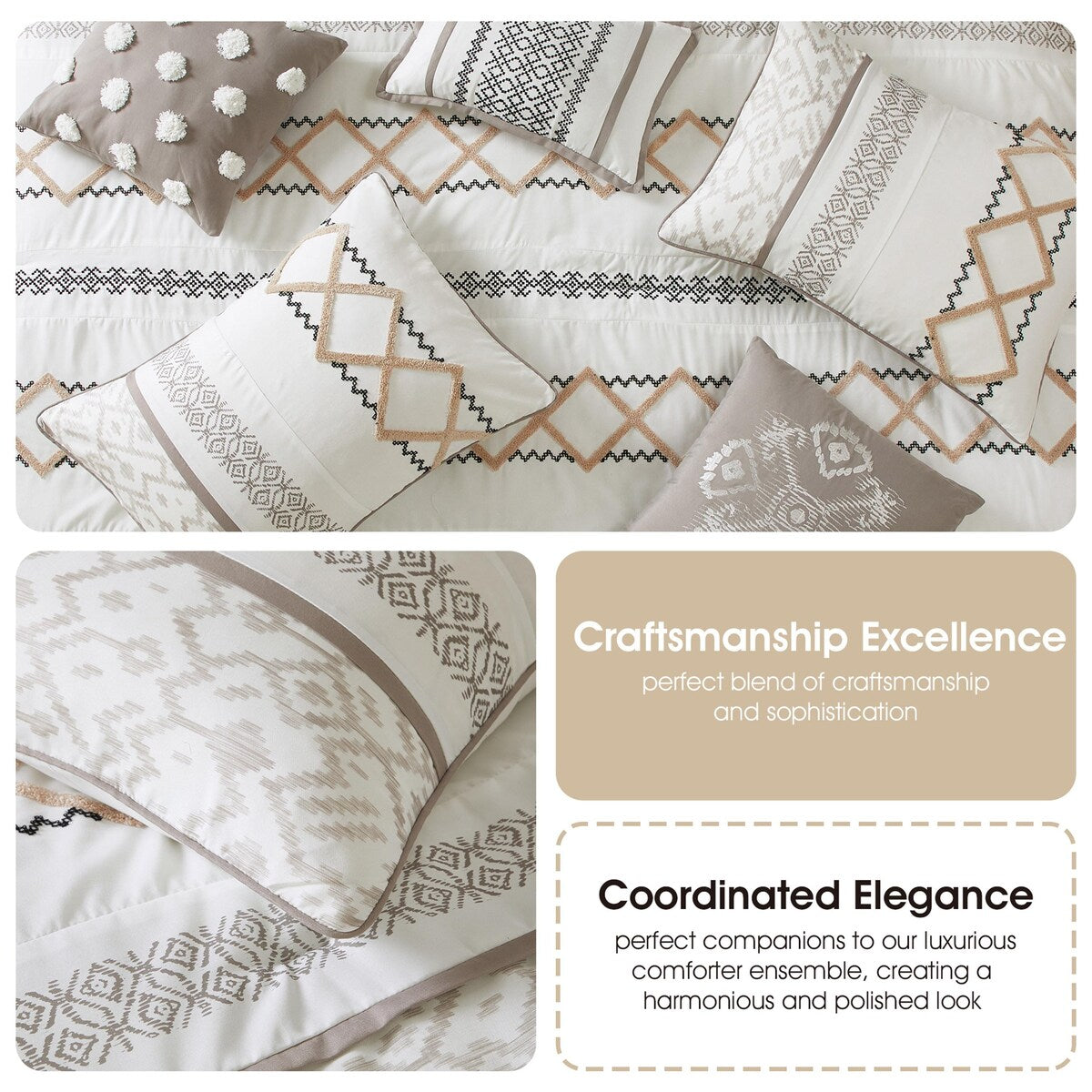Ensemble de Couette Nanshing Trina 15 Pièces Brodé Bohème