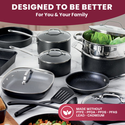 Ensemble de casseroles, poêles, ustensiles de cuisine et de pâtisserie Granitestone 20 pièces antiadhésives