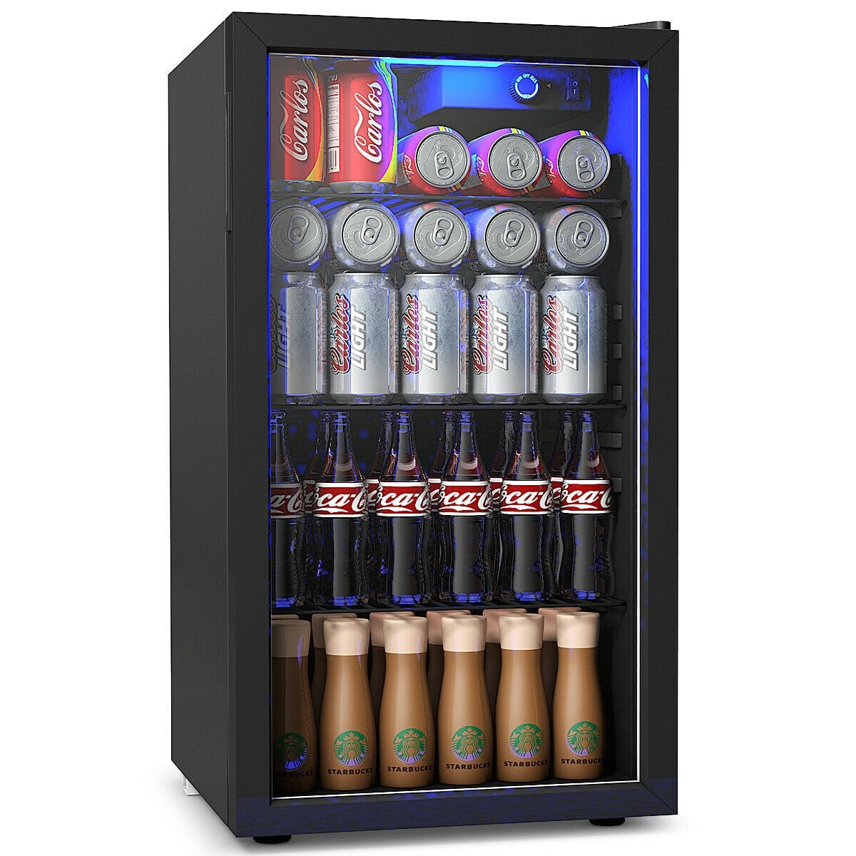 Réfrigérateur à boissons Gymax, capacité de 120 canettes, pour bière, vin, soda et autres boissons, mini modèle.