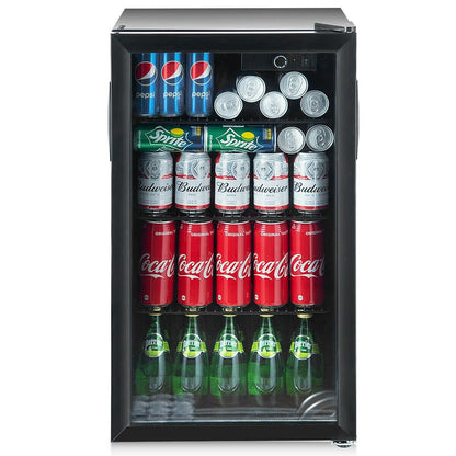 Réfrigérateur à boissons Gymax, capacité de 120 canettes, pour bière, vin, soda et autres boissons, mini modèle.