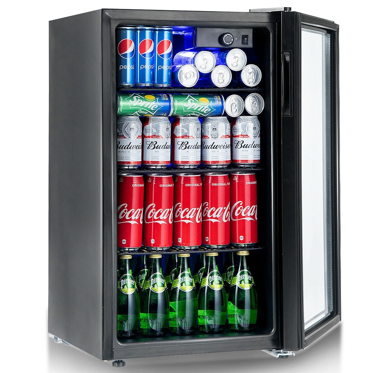 Réfrigérateur à boissons Gymax, capacité de 120 canettes, pour bière, vin, soda et autres boissons, mini modèle.