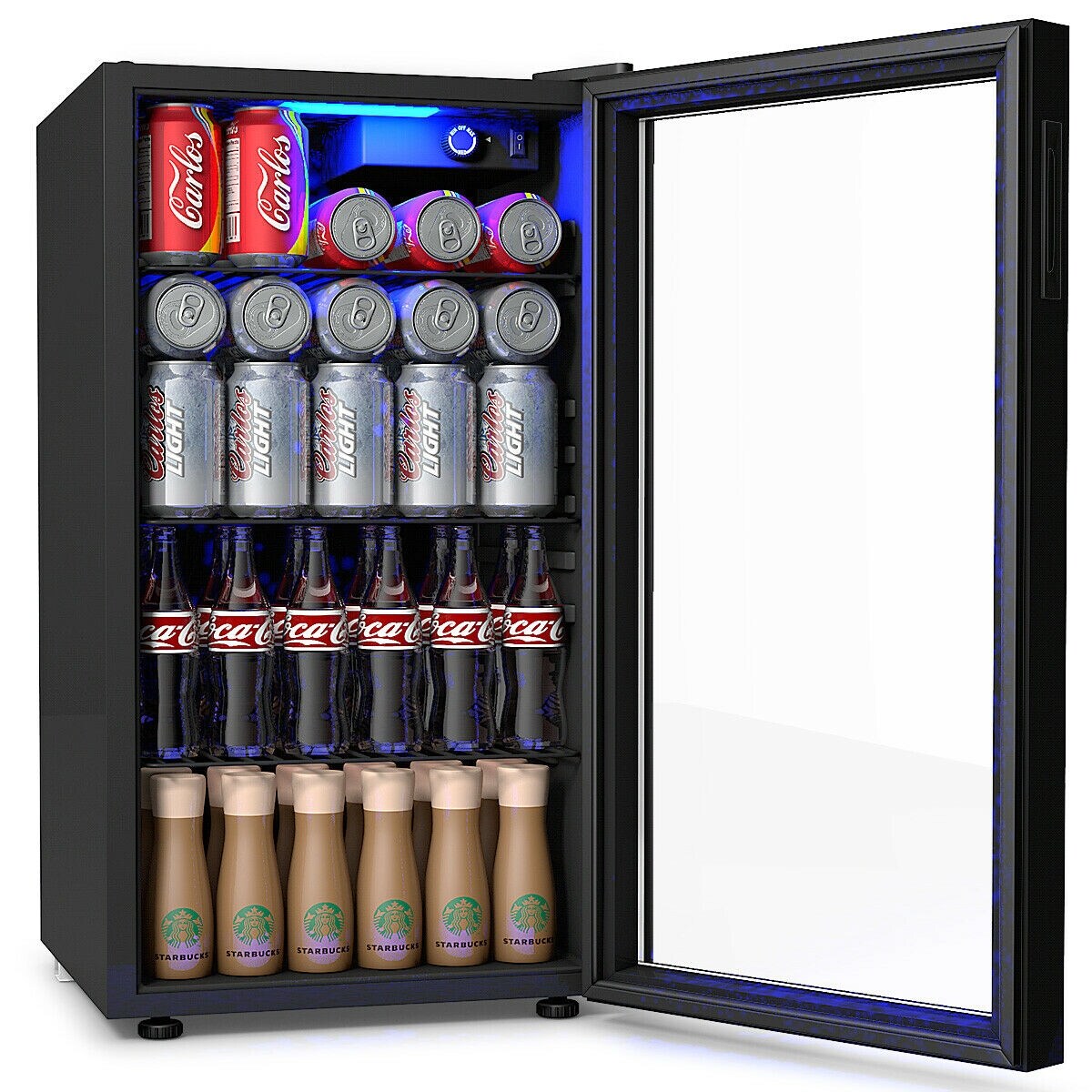 Réfrigérateur à boissons Gymax, capacité de 120 canettes, pour bière, vin, soda et autres boissons, mini modèle.