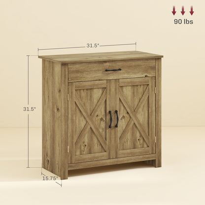 Buffet HOMCOM style porte de grange de ferme, 32 pouces, meuble de rangement, bar à café pour salon ou entrée