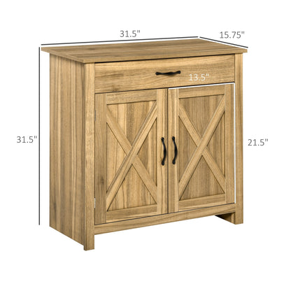Buffet HOMCOM style porte de grange de ferme, 32 pouces, meuble de rangement, bar à café pour salon ou entrée