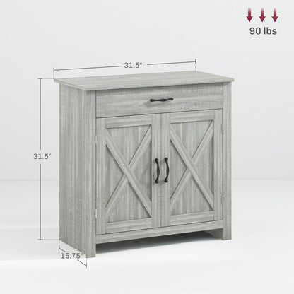 Buffet HOMCOM style porte de grange de ferme, 32 pouces, meuble de rangement, bar à café pour salon ou entrée