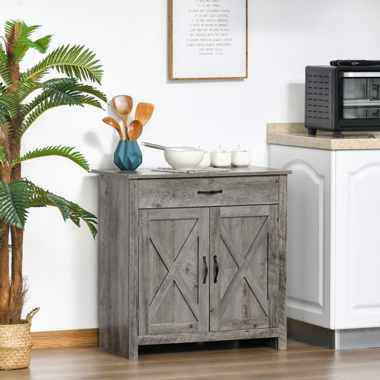Buffet HOMCOM style porte de grange de ferme, 32 pouces, meuble de rangement, bar à café pour salon ou entrée
