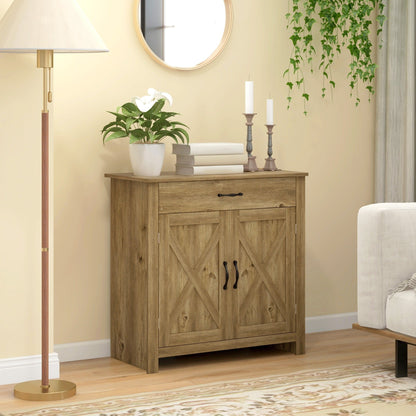 Buffet HOMCOM style porte de grange de ferme, 32 pouces, meuble de rangement, bar à café pour salon ou entrée