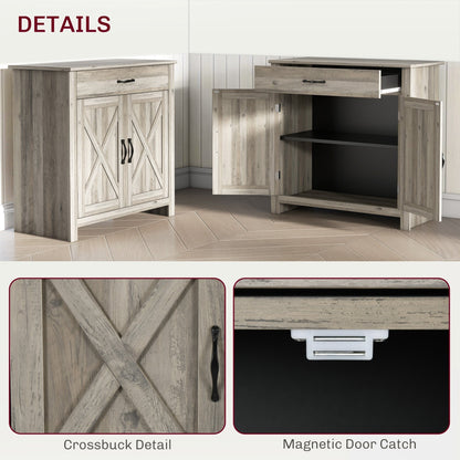 Buffet HOMCOM style porte de grange de ferme, 32 pouces, meuble de rangement, bar à café pour salon ou entrée