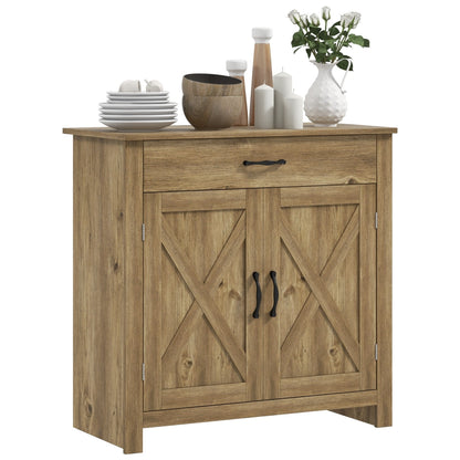 Buffet HOMCOM style porte de grange de ferme, 32 pouces, meuble de rangement, bar à café pour salon ou entrée