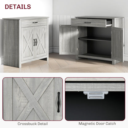 Buffet HOMCOM style porte de grange de ferme, 32 pouces, meuble de rangement, bar à café pour salon ou entrée