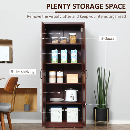 HOMCOM Étagère de rangement pour cuisine, armoire de rangement à 2 portes avec 5 niveaux de rangement et 2 étagères réglables pour salle à manger (63 pouces)