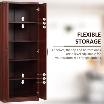 HOMCOM Étagère de rangement pour cuisine, armoire de rangement à 2 portes avec 5 niveaux de rangement et 2 étagères réglables pour salle à manger (63 pouces)
