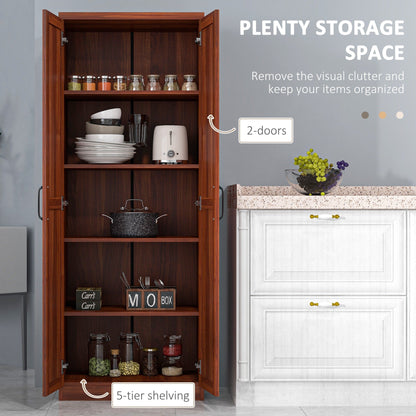 HOMCOM Étagère de rangement pour cuisine, armoire de rangement à 2 portes avec 5 niveaux de rangement et 2 étagères réglables pour salle à manger (63 pouces)