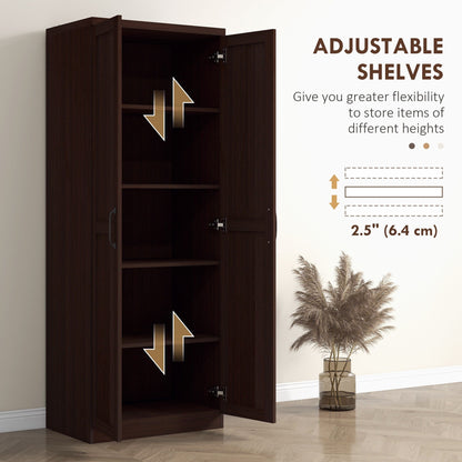 HOMCOM Étagère de rangement pour cuisine, armoire de rangement à 2 portes avec 5 niveaux de rangement et 2 étagères réglables pour salle à manger (63 pouces)