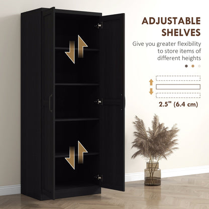 HOMCOM Étagère de rangement pour cuisine, armoire de rangement à 2 portes avec 5 niveaux de rangement et 2 étagères réglables pour salle à manger (63 pouces)