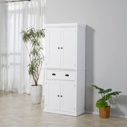 Armoire de rangement de cuisine HOMCOM 72, style traditionnel, à poser, avec portes et 3 étagères réglables, blanche