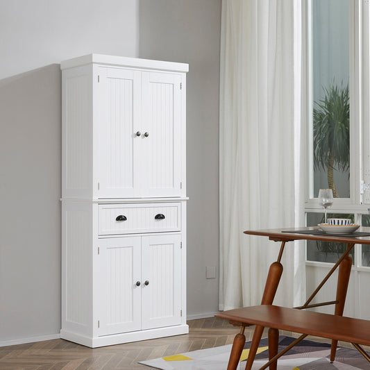 Armoire de rangement de cuisine HOMCOM 72, style traditionnel, à poser, avec portes et 3 étagères réglables, blanche