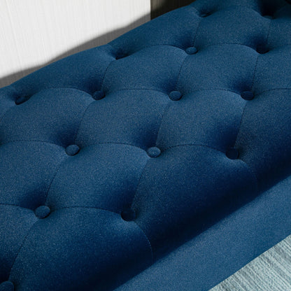 HOMCOM Tabouret Ottoman de Rangement à Boutons Capitonnés, Banc de Lit Tapissé avec Accoudoirs Rouglissés pour Chambre à Coucher, Salon ou Couloir