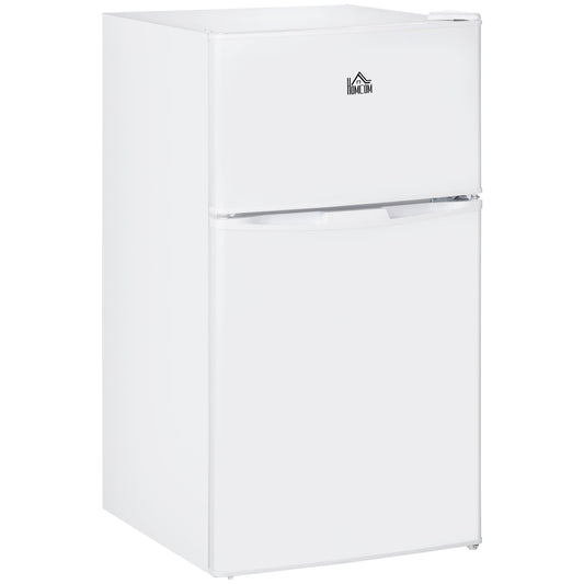 Mini réfrigérateur à double porte avec congélateur HOMCOM, réfrigérateur compact de 3,2 pieds cubes avec étagère réglable et thermostat réglable.
