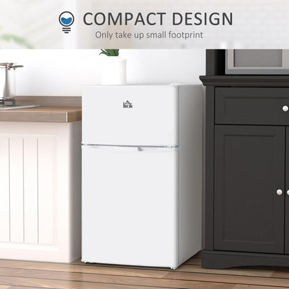 Mini réfrigérateur à double porte avec congélateur HOMCOM, réfrigérateur compact de 3,2 pieds cubes avec étagère réglable et thermostat réglable.