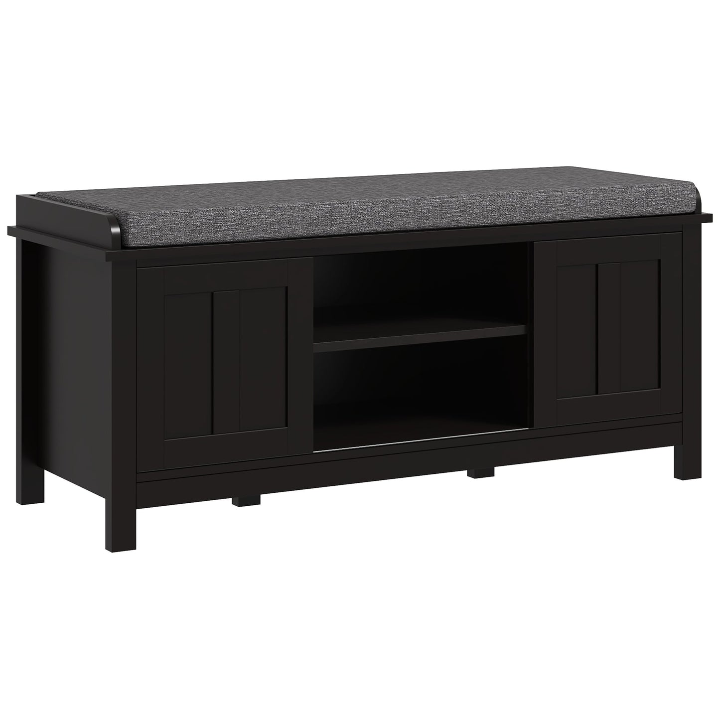 HOMCOM Banc à chaussures d'entrée avec rangement, ottomane, étagères réglables, 6 compartiments et assise rembourrée, blanc/gris