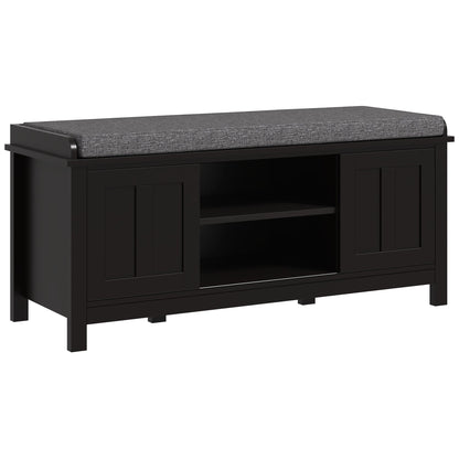 HOMCOM Banc à chaussures d'entrée avec rangement, ottomane, étagères réglables, 6 compartiments et assise rembourrée, blanc/gris