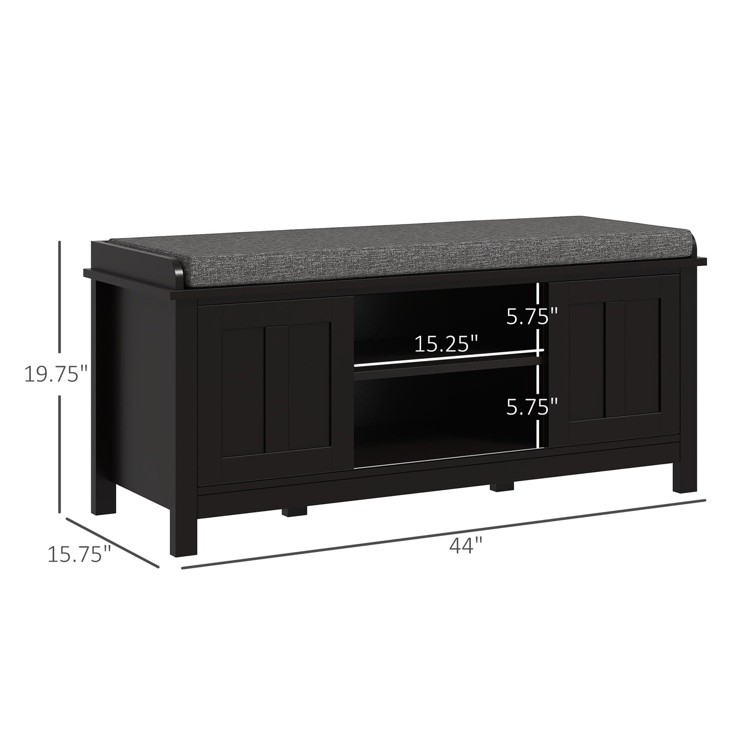 HOMCOM Banc à chaussures d'entrée avec rangement, ottomane, étagères réglables, 6 compartiments et assise rembourrée, blanc/gris
