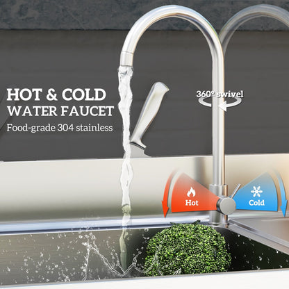 Bassin de lavage extérieur HOMCOM, évier profond en acier inoxydable, évier de cuisine simple à poser, 39 pouces - 39 pouces