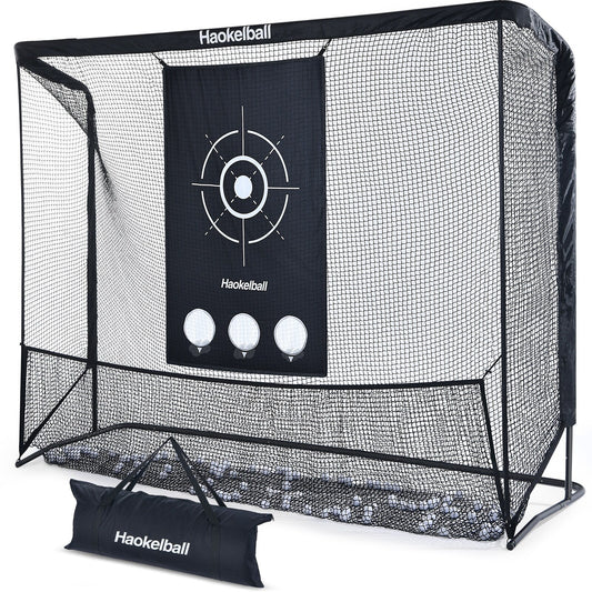 Haokelball Réseau de golf 10x7,5 pieds, filet d'entraînement de golf avec tissu de cible, filet de frappe de golf robuste