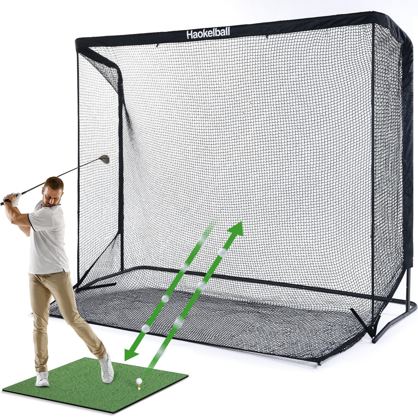 Haokelball Réseau de golf 10x7,5 pieds, filet d'entraînement de golf avec tissu de cible, filet de frappe de golf robuste