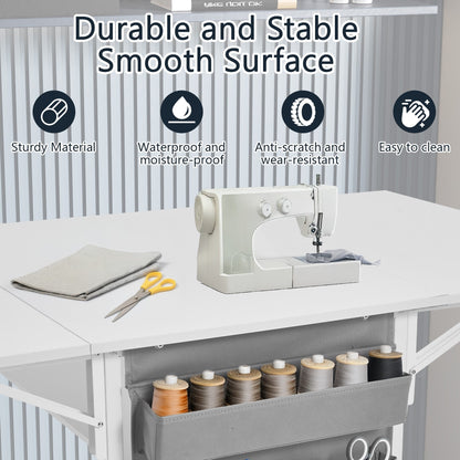 Table d'artisanat à hauteur réglable avec étagères de rangement, table de coupe pliable mobile pour maison, bureau, salle de couture, salle d'artisanat