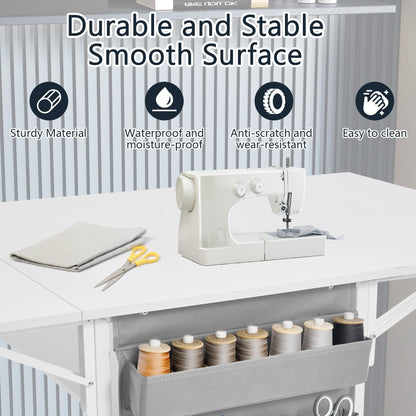Table d'artisanat à hauteur réglable avec étagères de rangement, table de coupe pliable mobile pour maison, bureau, salle de couture, salle d'artisanat