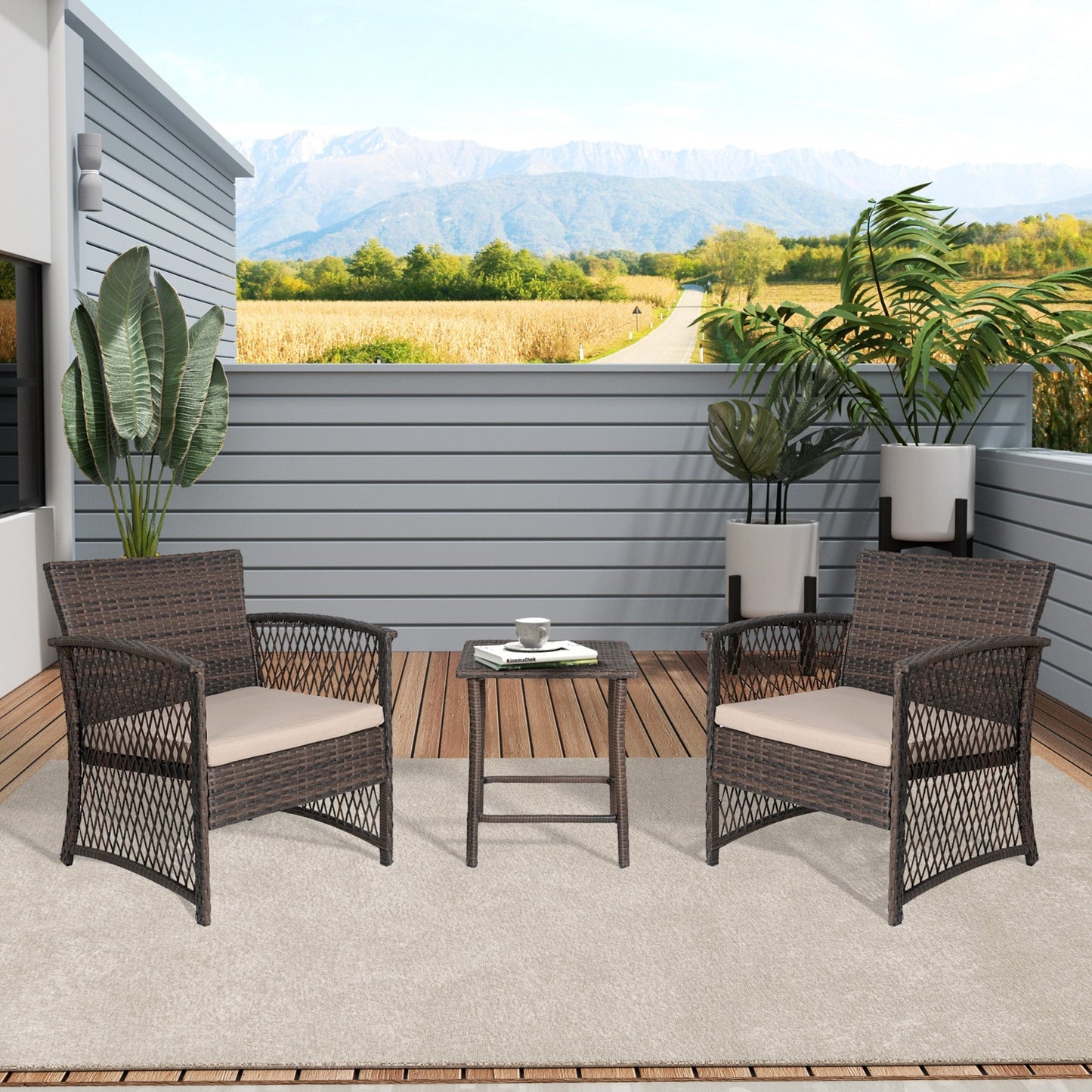 Ensemble de bistro en rotin pour patio Heritage Outdoor, 3 pièces