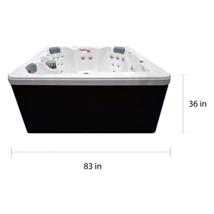Spa pour la maison et le jardin, 5 places, 51 jets, avec jets en acier inoxydable et ozonisation - 80x80x34